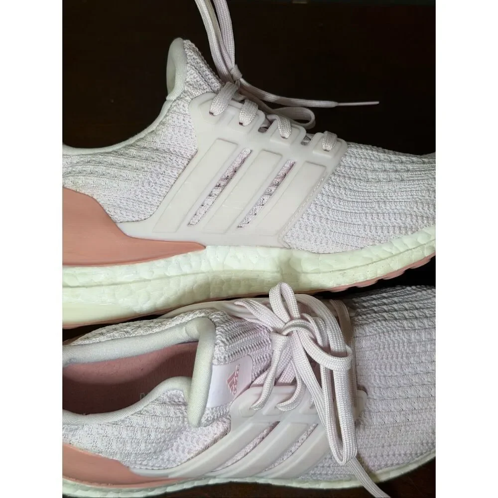 Adidas ultraboost 4.0 DNA pink knit slide on sneakers